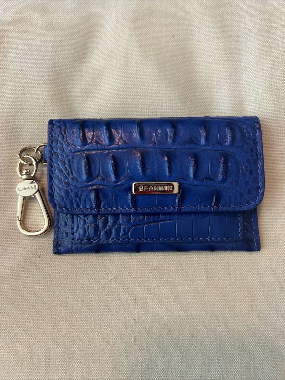 Brahmin Indigo Blue Croc Embossed Key Card Holder